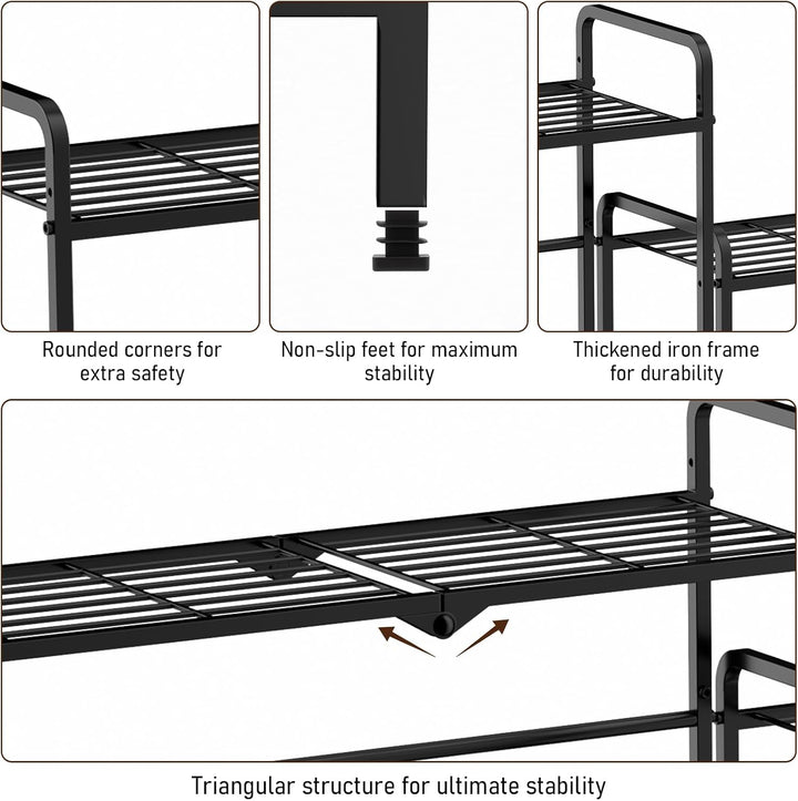 Pflanzenständer Metall 2-stufiger umwandelbarer, Pflanzenregal Blumenständer für Outdoor Balkon Gart