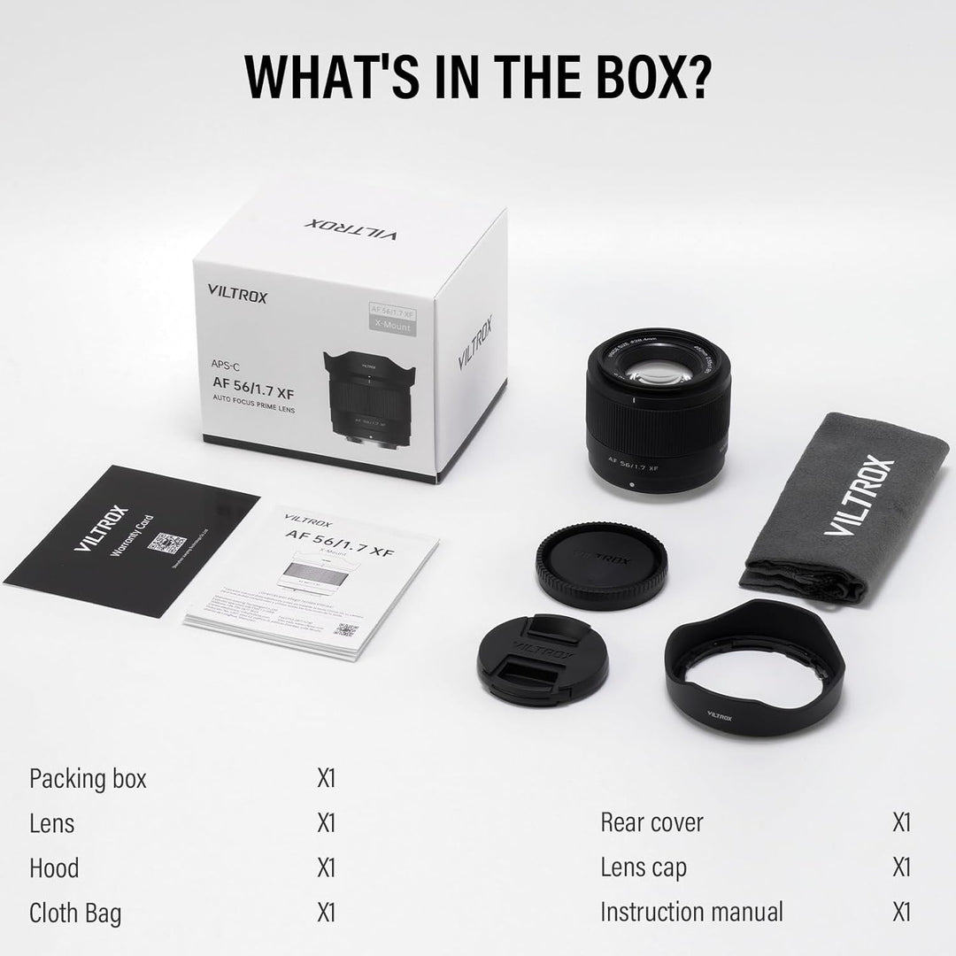 VILTROX 56 mm F1.7 APS-C-Autofokusobjektive für Fuji X-Mount-Kameraobjektive Standardobjektiv mit Gr