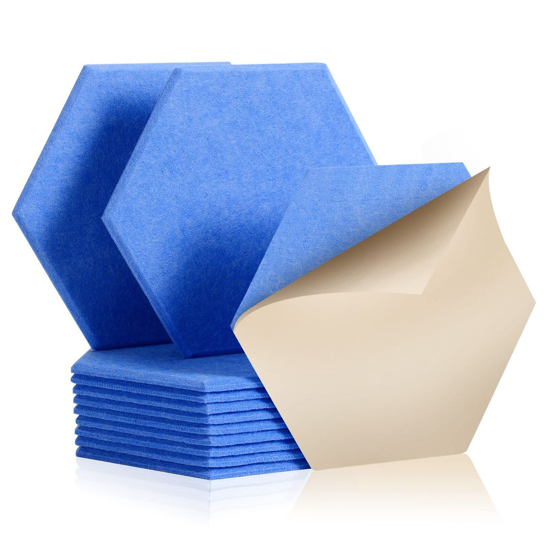 Rdutuok 12 Stück Selbstklebend Akustik Panel,30x26x1cm Hexagon Akustik Absorber Schallschutzplatten