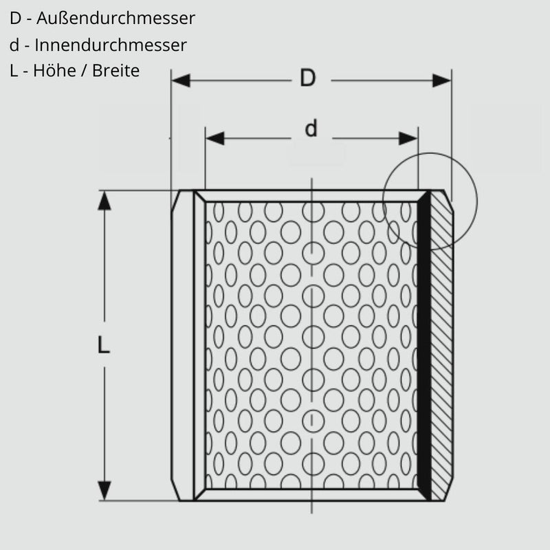 Gleitlagerbuchse 50mm x 55mm x 60mm | Gleitlager aus Bronze mit Lochmuster | Bronze-Gleitlager 50x55