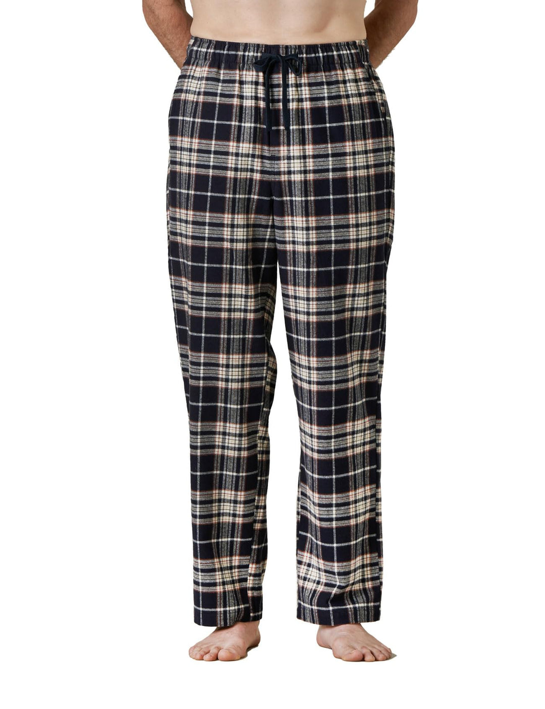 LAPASA Herren Schlafanzughose karierte Pyjamahose, Long Relaxhose Loungehose Freizeithose (M38 Baumw