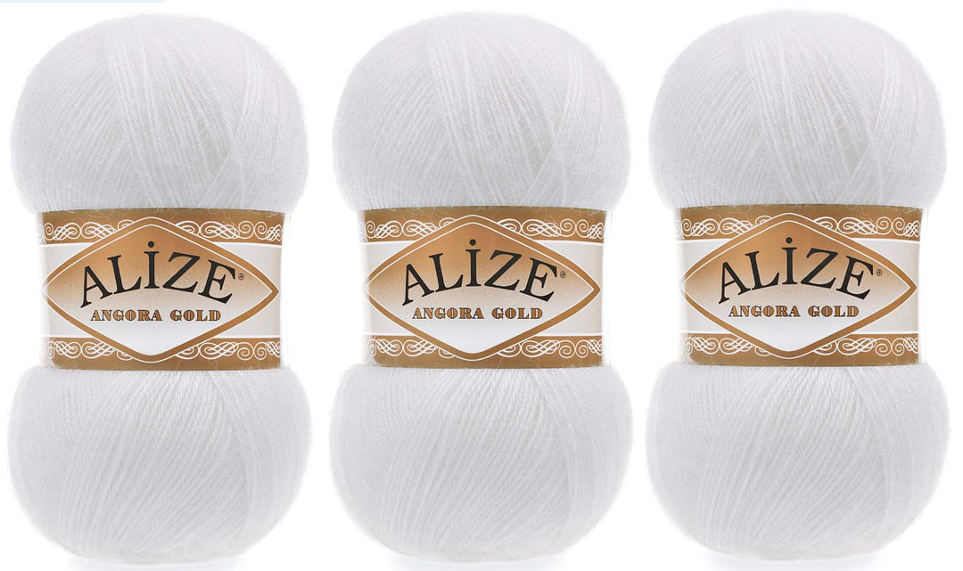 Alize Angora Goldgarn, 20 % Wolle, 80 % Acryl, 3 Skn, 300 g, 1805 Yds Faden, Häkeln, Handstricken, t
