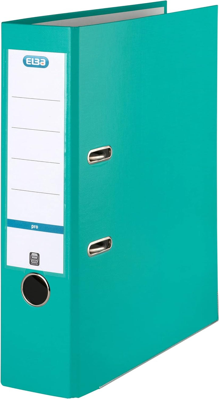 Elba Ordner A4, Smart Pro, 8 cm breit, Kunststoff aussen, mint, 10 Stück mint A4, breit, mint A4, br