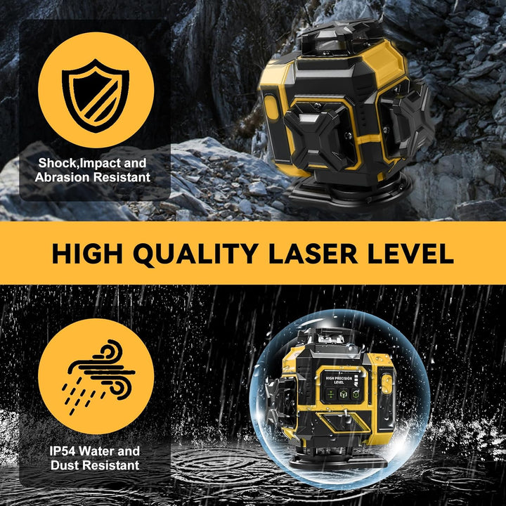 Kreuzlinienlaser mit Stativ 1M, Linienlaser 16 Linien 4D, 4x360 Grad Grün Selbstnivellierend Laser W