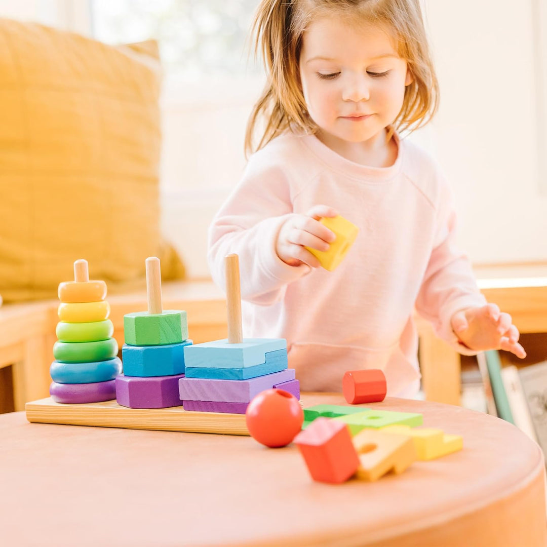 Melissa & Doug Geometrischer Stapler | Lernspielzeug | Holzspielzeug mit Formen | 2+ | Geschenk für