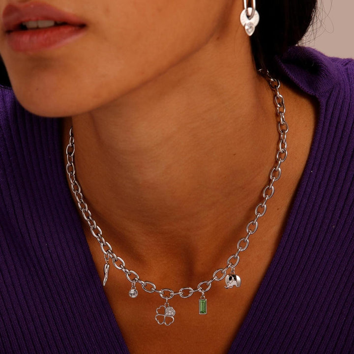 Brosway Chakra Kleeblatt Damen Halskette mit Symbol Croissant/Elefant/Kleeblatt | Chakra Kollektion,