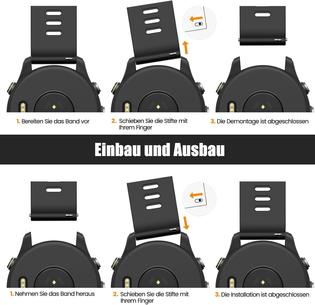 ANBEST 18mm Silikon Armband für Garmin Vivoactive 4S/Forerunner 255S/265S/Venu 2S Armband, 18mm Quic