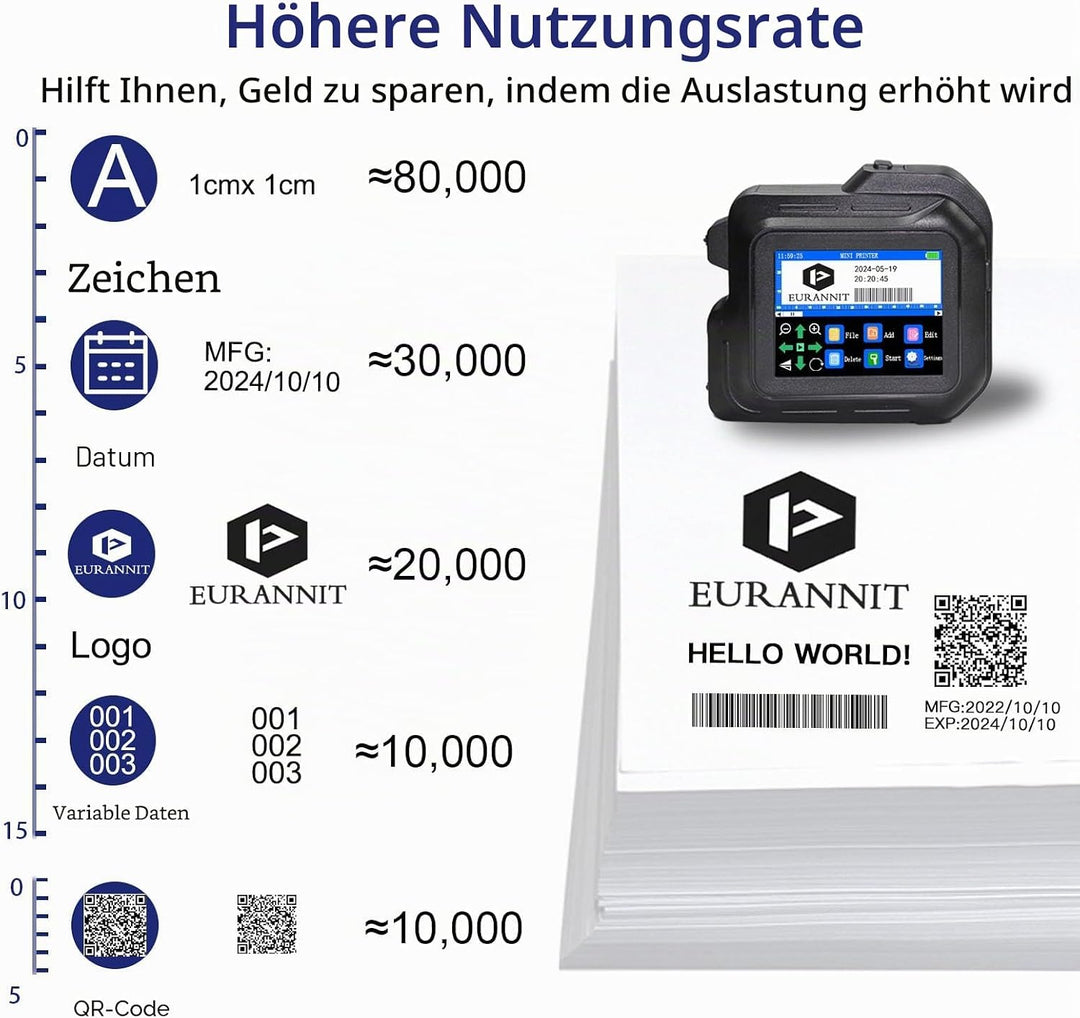 Tragbarer Mini-Tintenstrahldrucker E98 – grosser 2,8-Zoll-Touchscreen und vollständig geschlossenes