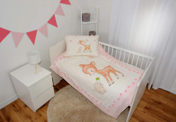 Herding Baby Best Bettwäsche-Set, Kleines Reh, Kopfkissenbezug 40 x 60 cm mit Hoteleinschlag, Bettbe