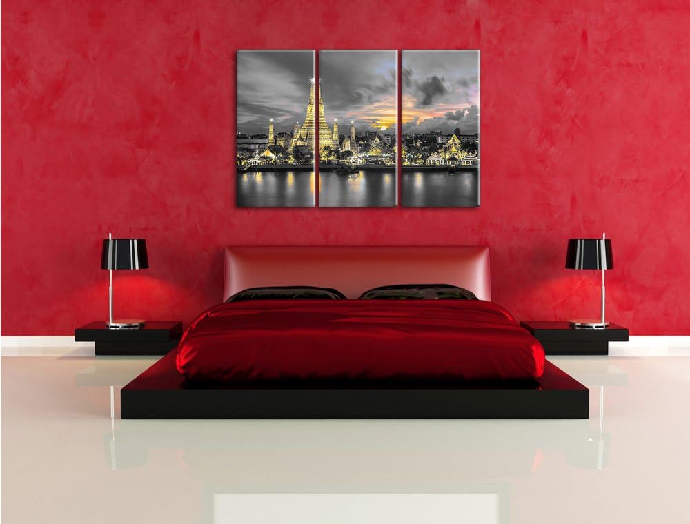 Pixxprint Tempel Bangkok Thailand als Leinwandbild/Grösse: 3 Teilig (120x80) cm/Wandbild/Kunstdruck/