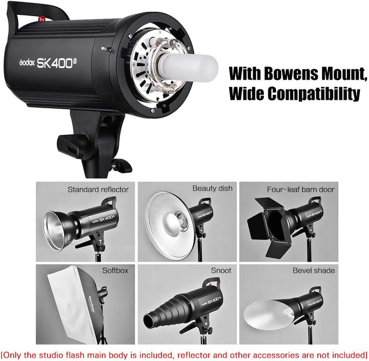 GODOX SK400II 400Ws Studio-Blitzlicht Eingebautes 2.4G Wireless X-System GN65 5600K mit 150W Modelli
