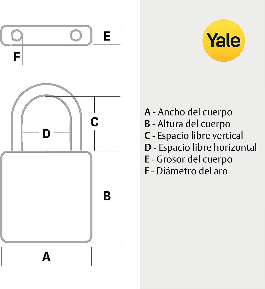 Yale Y114B/90/127/1 - Vorhängeschloss für Fensterläden aus Messing mit hohem Schutzgrad 90 mm - Büge