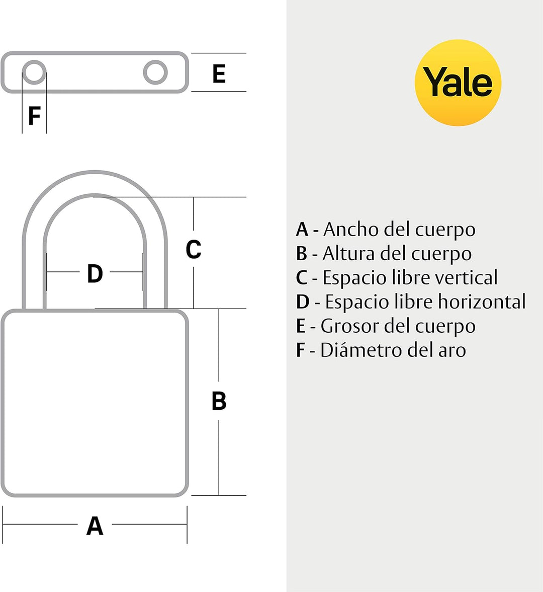 Yale - Y125B/60/133/1 hoher Sicherheit 60 mm Vorhängeschloss - Laminierter Stahl - offener Stahlbüge