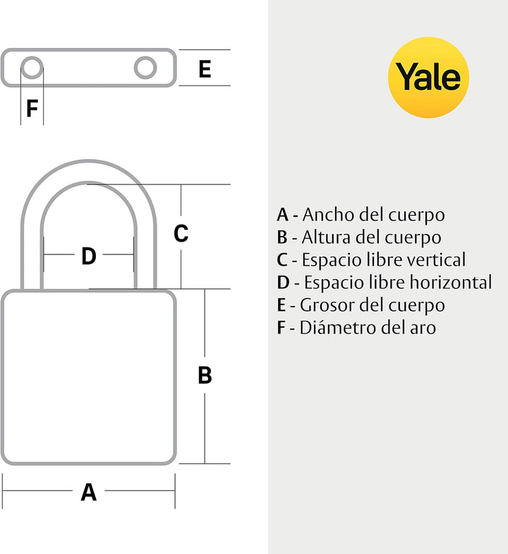 Yale - Y125B/60/133/1 hoher Sicherheit 60 mm Vorhängeschloss - Laminierter Stahl - offener Stahlbüge