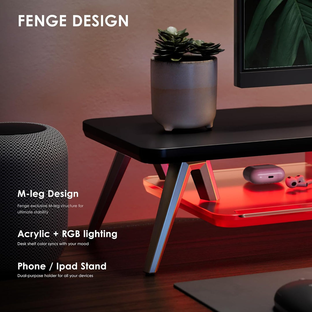 Fenge Monitorständer Riser mit Acrylablage und App-Steuerung LED Lights 108cm Grosser Computerstände
