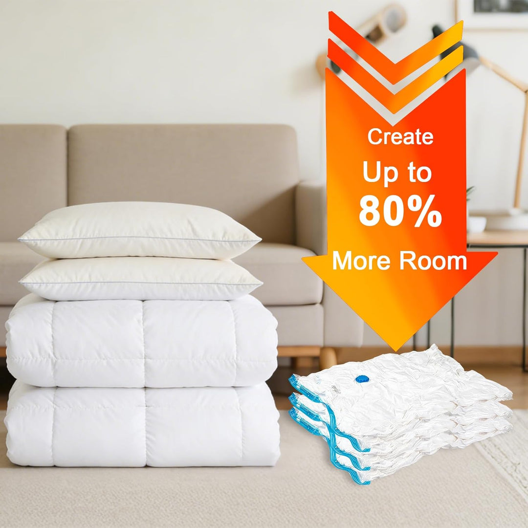6 Stück Vakuum Beutel 100 x 80 cm für Kleidung Bettdecken | Wiederverwendbare Vacuum Storage Bags St