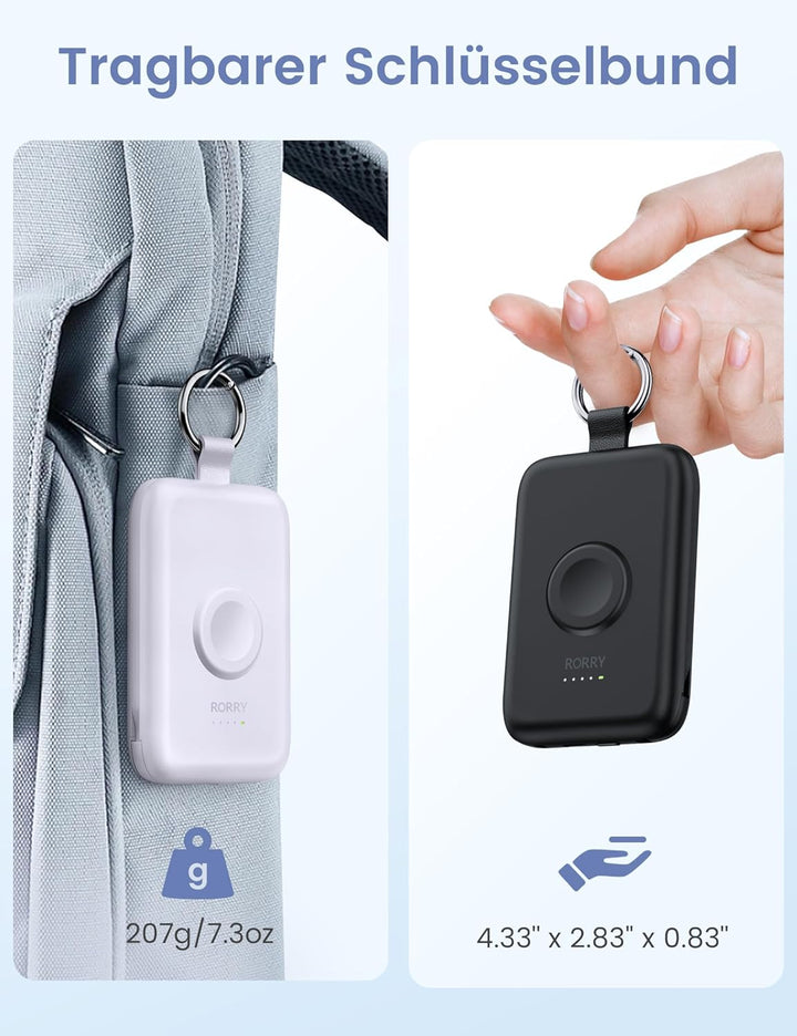 RORRY Power Bank,10000mAh PD 20W Leistung, Reise Schlüsselanhänger Ladegerät Kompatibel mit iPhone 1