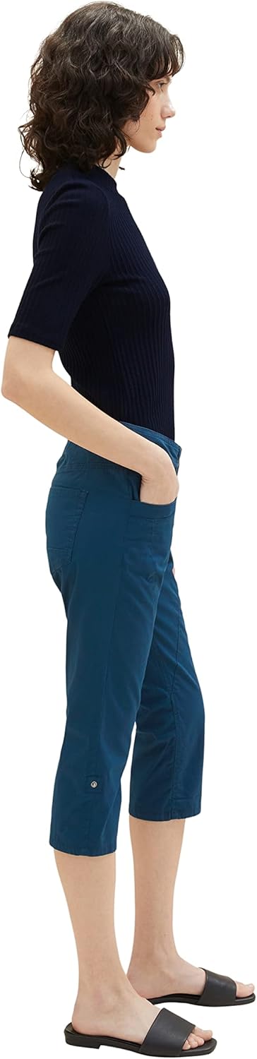 TOM TAILOR Damen Tapered Relaxed Fit Capri Hose, 11758 - Midnight Sail