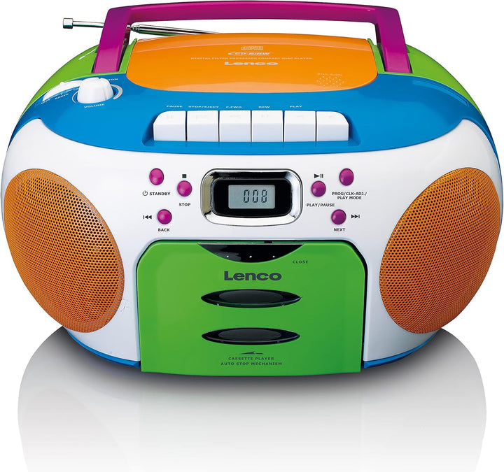Lenco SCD-971 -Kinderradio - Kassettenradio mit CD - CD-Radio - Kassettenplayer - Stereo Lautspreche