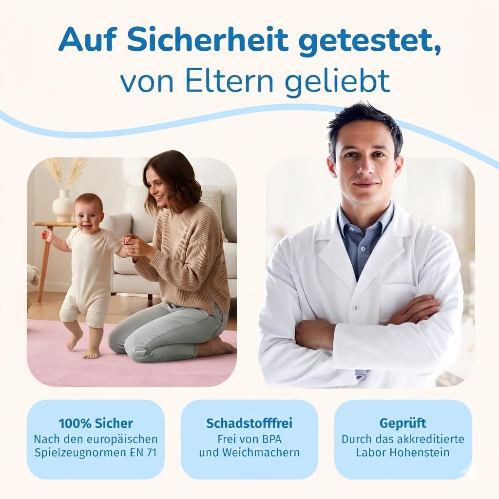 BabybeFun Krabbelmatte Baby - kuschelig weich - 3cm Dicke Spielmatte - schützt vor Stössen - Teppich