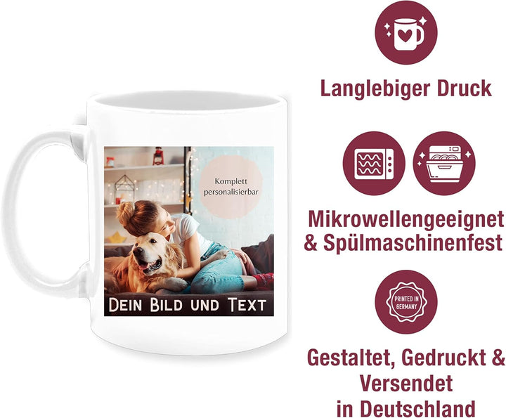 Tasse Tassen 325ml - eigenem - Foto Bild Geschenk I Dein Bild und Text - 325 ml - Weiss - fototasse