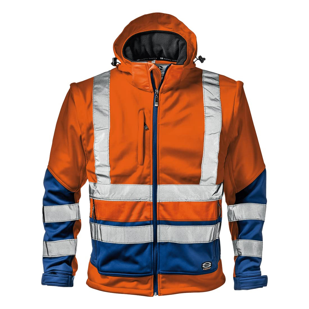 Sir Safety System MC3914HDXL "Starmax" Warnschutz-Softshell, Warnschutz-orange/Königsblau, Grösse XL