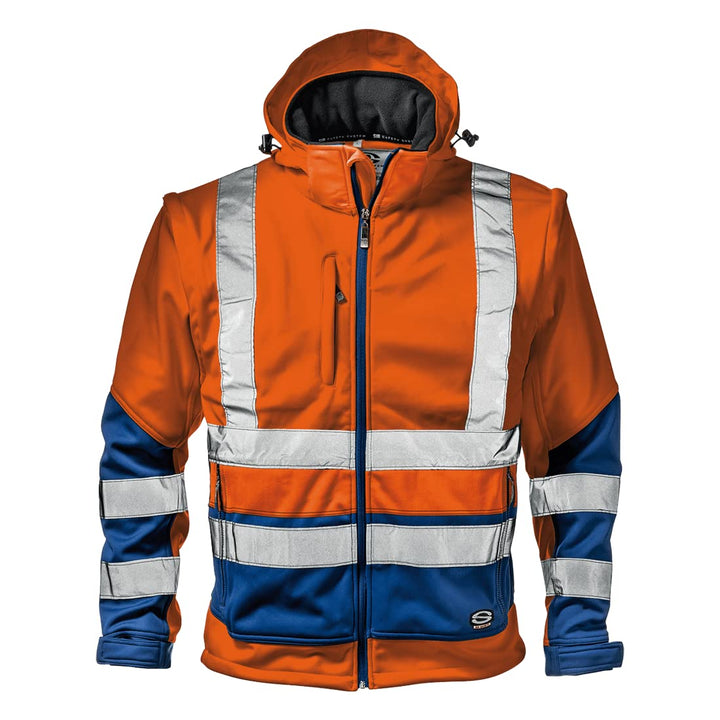 Sir Safety System MC3914HDS "Starmax" Warnschutz-Softshell, Warnschutz-orange/Königsblau, Grösse S,