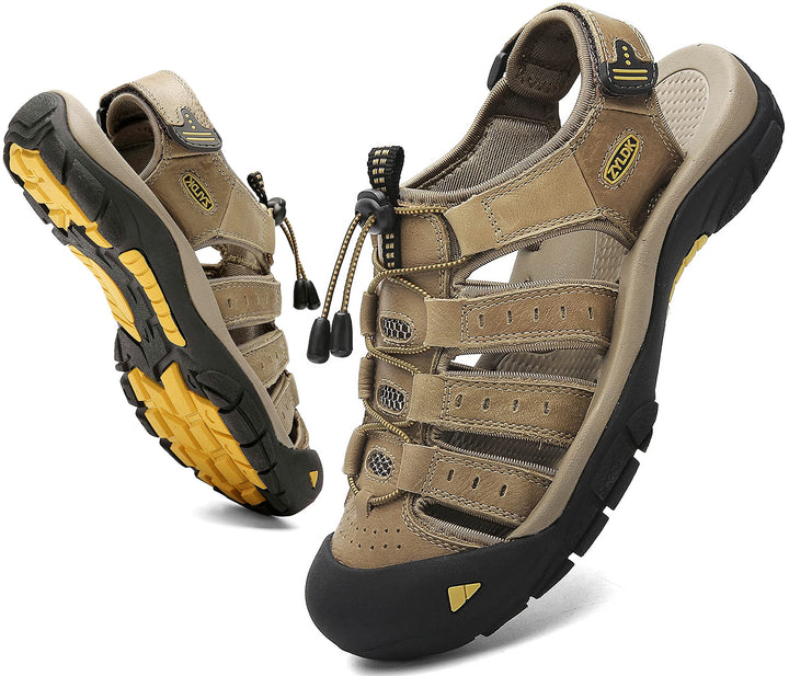 Herren Leder Sandalen Sport Outdoor Trekkingsandalen Atmungsaktive Leichte Wandersandalen Männer Som