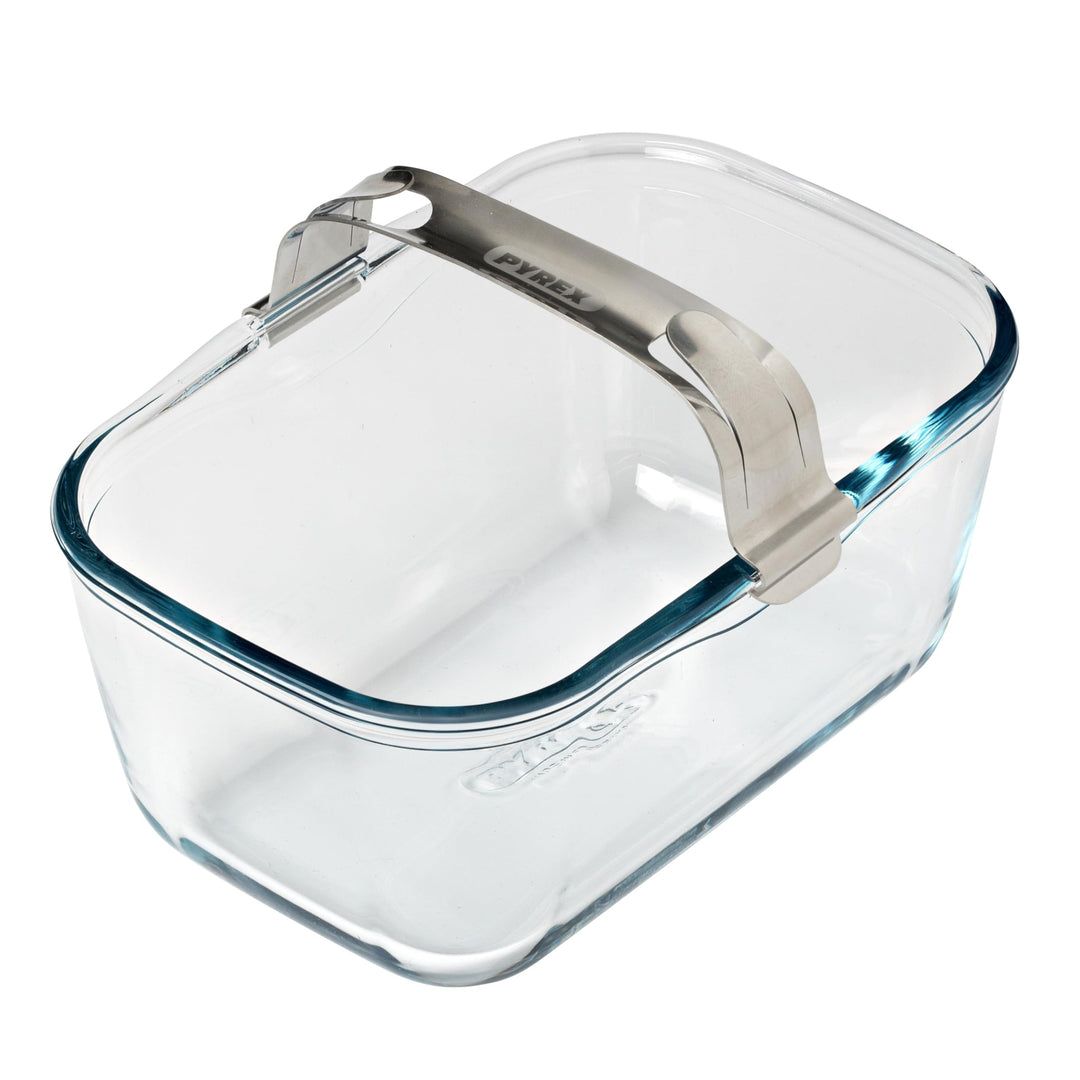 PYREX Ideal Air Fryer Glas-Backform 20 x 14 cm mit abnehmbarem Edelstahl-Clip-Griff für Dual-Korb-Lu