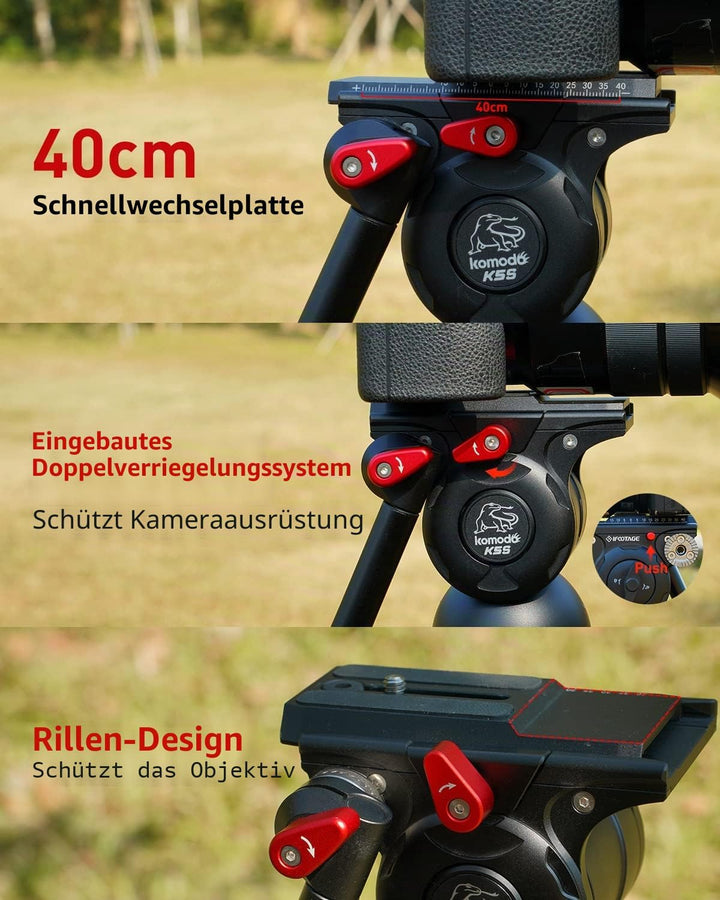 IFOOTAGE Komodo K5S Kamera kugelkopf,Stativköpfe,Videokopf mit Blase Wasserwaage,Fluid-Videoneiger S