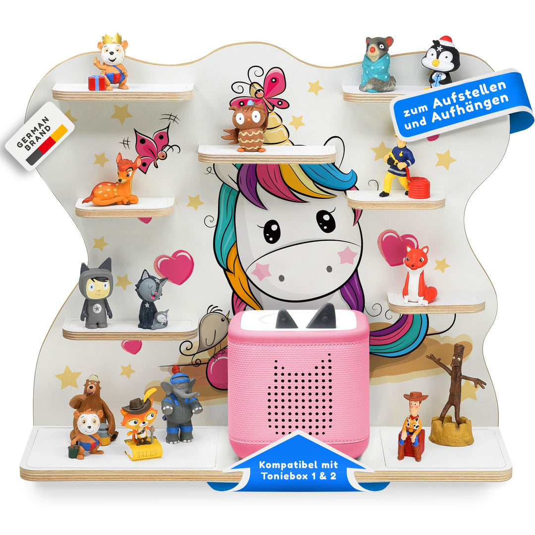 stadtecken Holzregal passend für Toniebox 2 I Geeignet für ca. 50 Tonies I Perfekte Aufbewahrung im