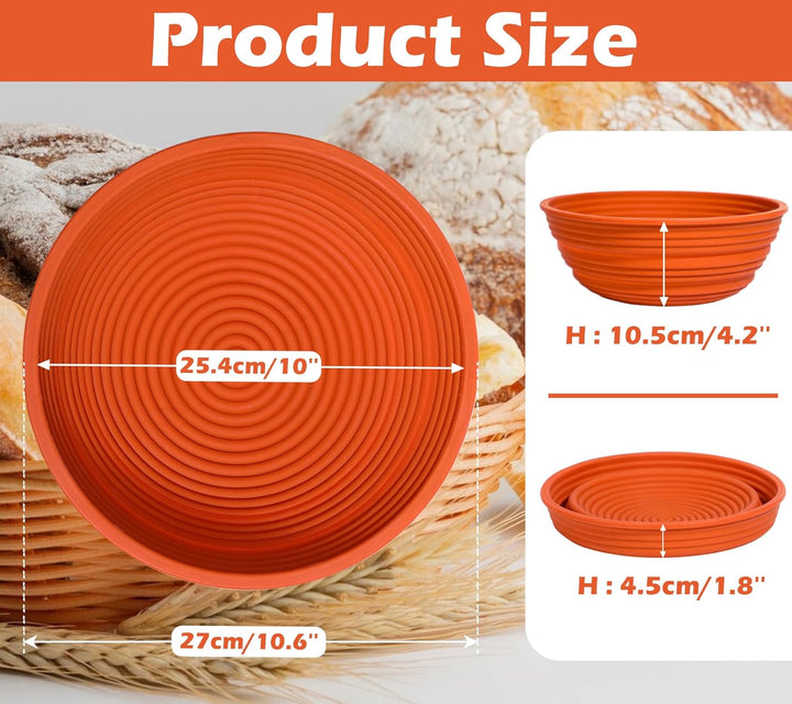 Webake Gärkörbchen Rund Silikon Gärkorb Brot 25 cm Brotgärkörbchen Gärkörbchen für Brot Brotkorb zum