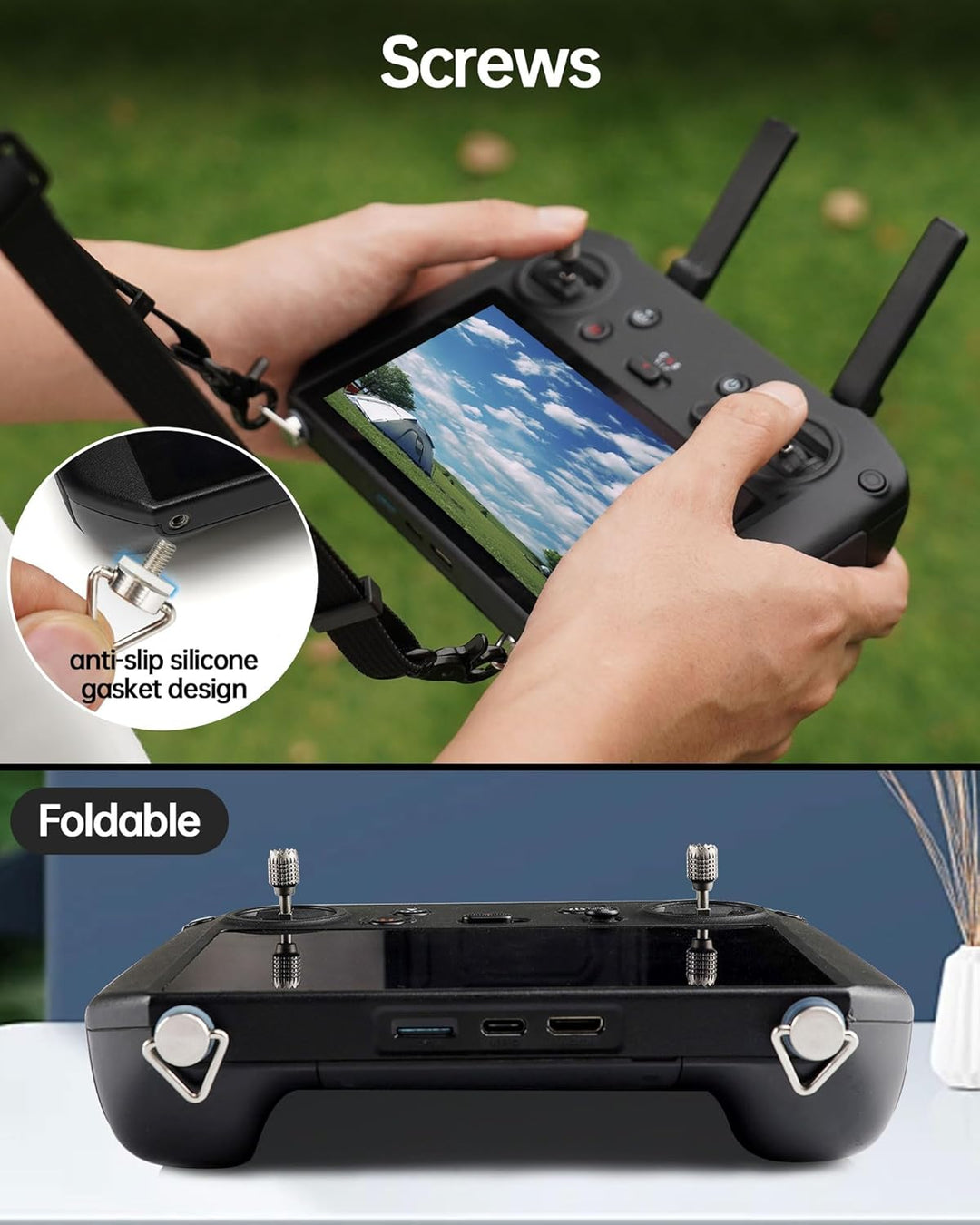 LKTOP Umhängeband und Joysticks für DJI Controller (1 Stück + 3 Paar), Drohnenzubehör für Mini 3 Pro