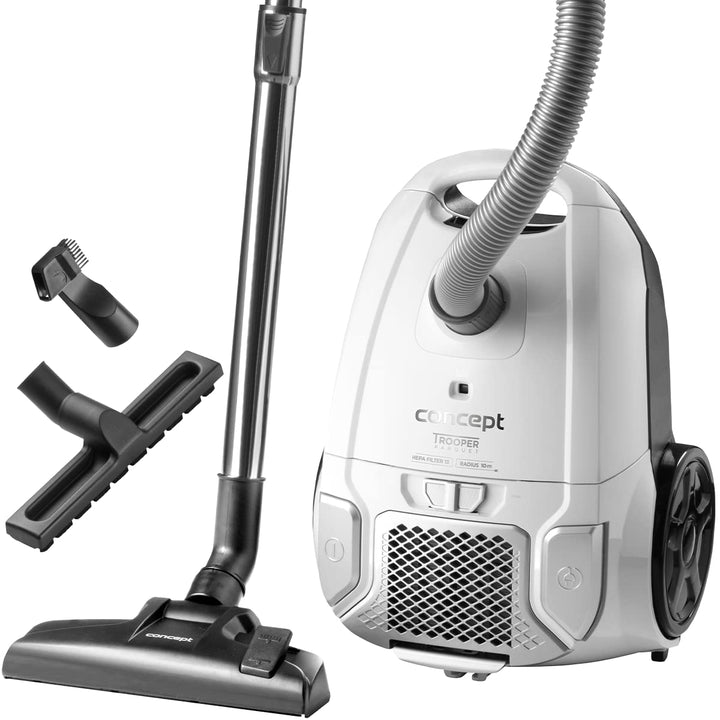 CONCEPT Hausgeräte VP8090 BEUTELSTAUBSAUGER 700 W Trooper Weiss