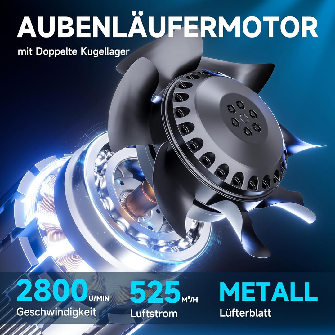 Hon&Guan Abluftventilator 150mm mit Schalter, Badlüfter Industrielle Metal 38W Aussenläufermotor Wan