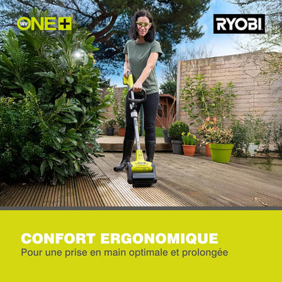 RYOBI 18 V ONE+ Akku-Oberflächenreiniger RY18PCB-140 (Teleskopstiel, werkzeugloser Bürstenwechsel, R