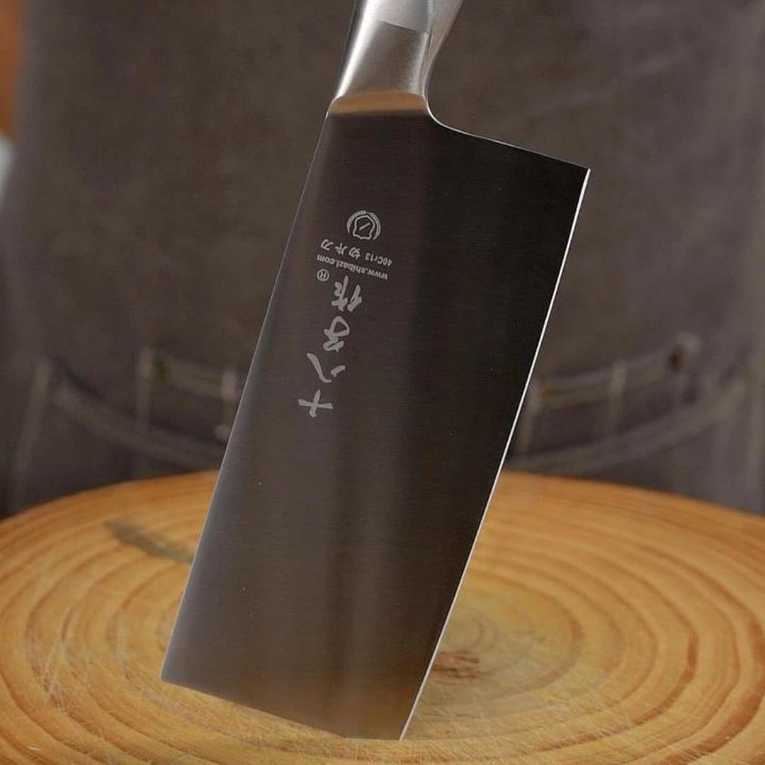SHI BA ZI ZUO Chinesisches Gemüsemesser 7-Zoll-Slicer-Messer mit Stahlgriff Küchenmesser zum Schneid