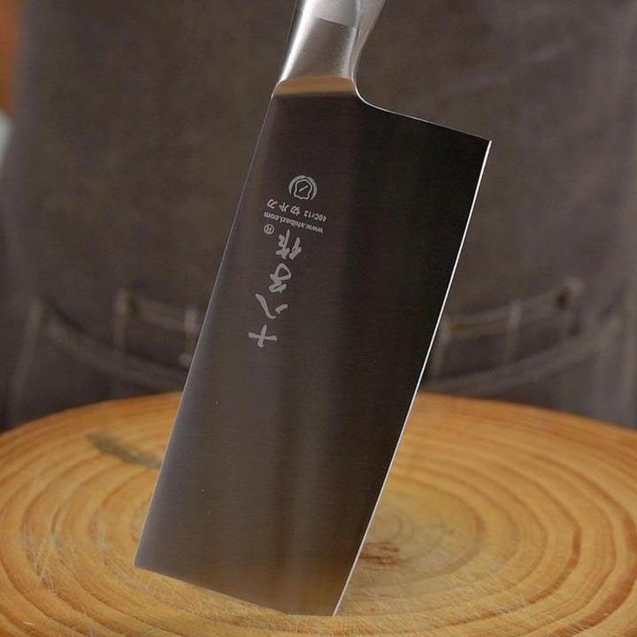 SHI BA ZI ZUO Chinesisches Gemüsemesser 7-Zoll-Slicer-Messer mit Stahlgriff Küchenmesser zum Schneid