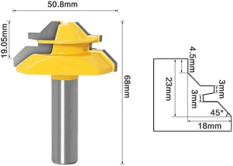 45 Grad Lock Mitre Router Bit, APLUS Holzfräser, Nutfräser + 1/2 12,7 mm Schaft Zungenschaft und Nut