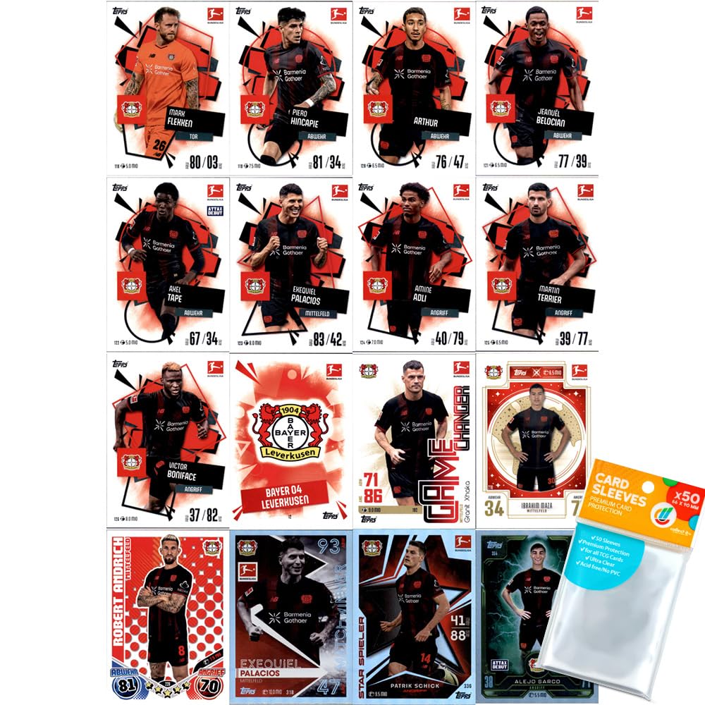 Bundle mit Topps Match Attax Bundesliga - 2025/26 - Mannschaftspaket - Bayer 04 Leverkusen + Exklusi
