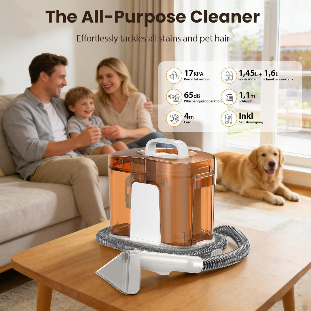 Polsterreiniger Gerät 17Kpa, 600W Teppichreiniger & Waschsauger Profi, Nasssauger Fleckenreiniger mi