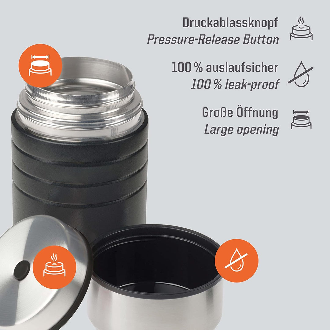 Esbit Thermobehälter Majoris für Essen - Warmhaltebehälter 600 ml in Schwarz - aus Edelstahl für war