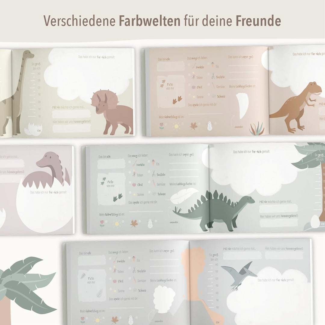 mintkind® „Meine Freunde“ Freundebuch Dino | für Junge und Mädchen | Freundschaftsbuch Kindergarten,