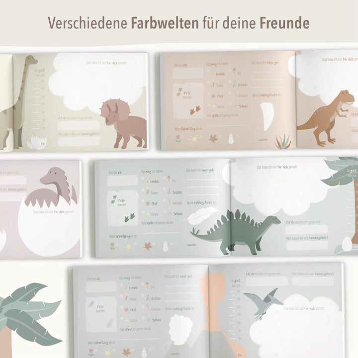mintkind® „Meine Freunde“ Freundebuch Dino | für Junge und Mädchen | Freundschaftsbuch Kindergarten,