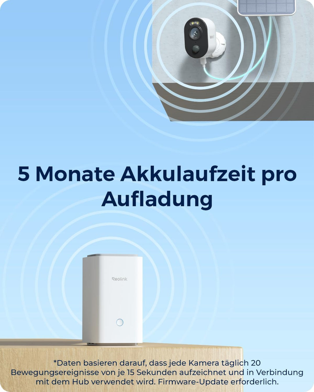 Reolink 4K Überwachungskamera Aussen Akku Set mit Home Hub, Farbnachtsicht, 2.4/5GHz WLAN, 5 Monate