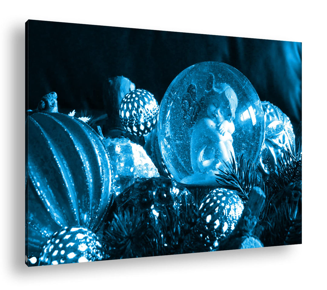 deyoli kleiner Engel in einer Kugel Format 80x60 Effekt: Monocrome Blau als Leinwandbild, Motiv fert
