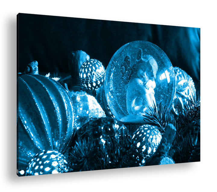 deyoli kleiner Engel in einer Kugel Format 80x60 Effekt: Monocrome Blau als Leinwandbild, Motiv fert
