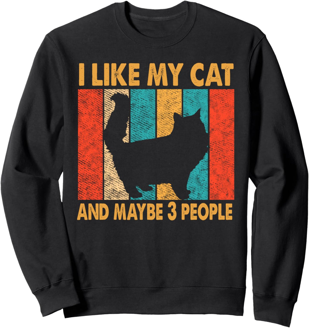 I Like My Cat & Maybe 3 People Vintage Persian Cats Kitten Sweatshirt