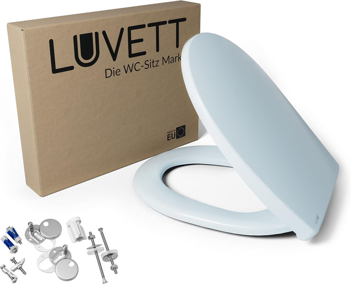 LUVETT® WC-Sitz mit Absenkautomatik C100 oval universell, Toilettendeckel mit 3 Edelstahl Montagelös