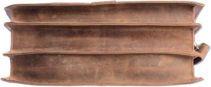 WILD WOODS Original Aktentasche Leder XL mit Laptopfach 15,6 Zoll grosse Ledertasche zum Umhängen au